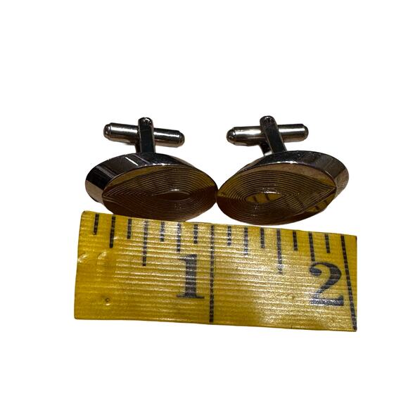 Vintage Large Silver Oval Cuff Links - Picture 3 of 4